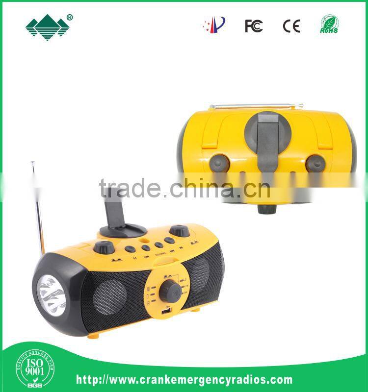 Solar panel AM/FM Radio Generator led lamp speaker