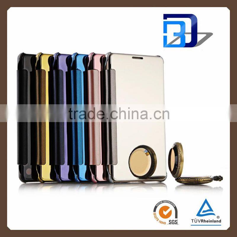 2016 luxury electroplate Clear view smart flip leather mirror case for huawei ascend mate 7 mobile accessories china supplier