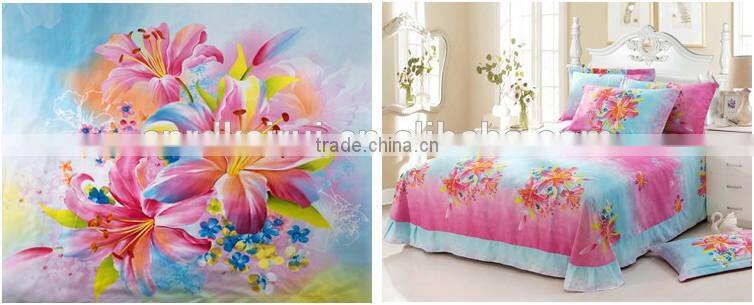 Popular Reactive printing 3d bedding set ,linen cotton queen king size/bedclothes duvet cover pillowcase rose coverlet