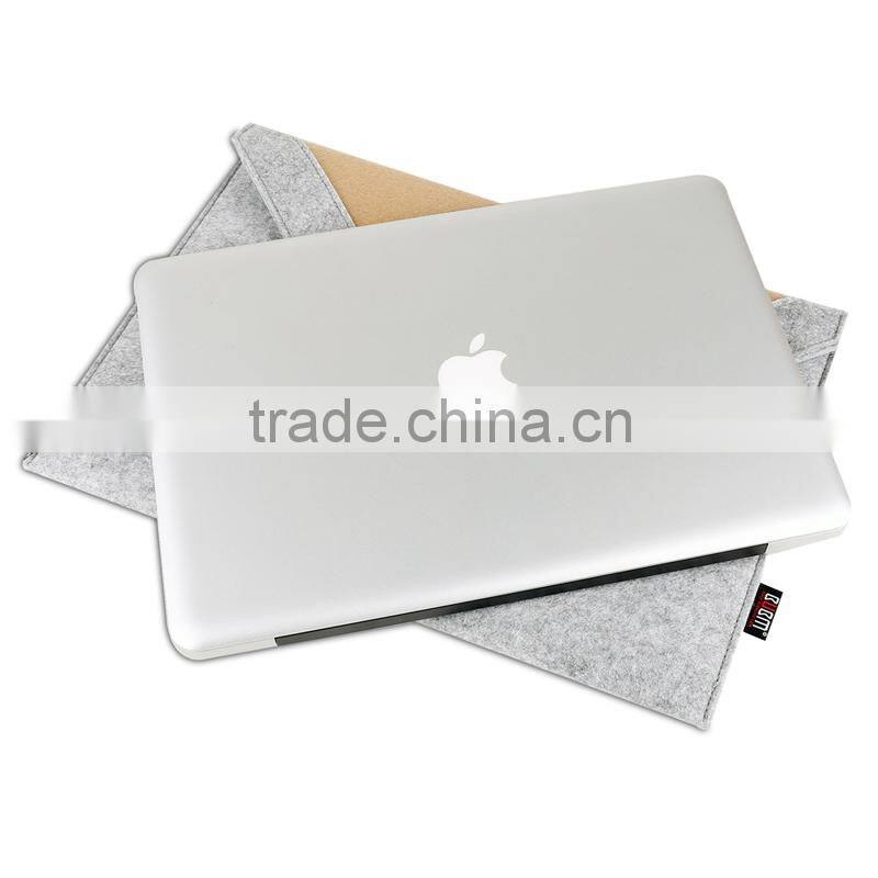 2015 BUBM Grey Pure Wool Felt Fabric Carrying 13 inch Computer Notebook Case Bag