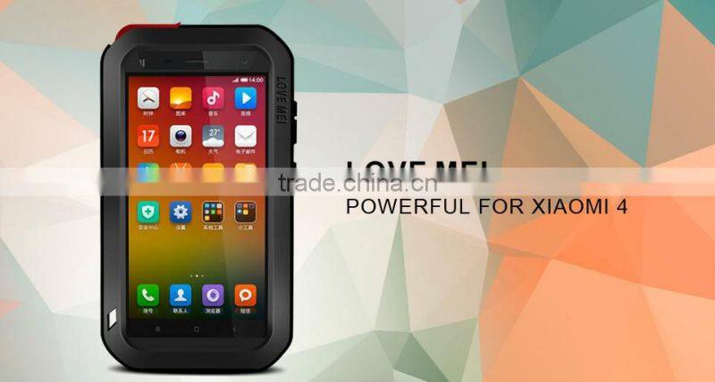 love mei aluminum waterproof case for xiaomi 4 LOVE MEI Case Metal Gorilla Glass Cover case for xiaomi 4 love mei