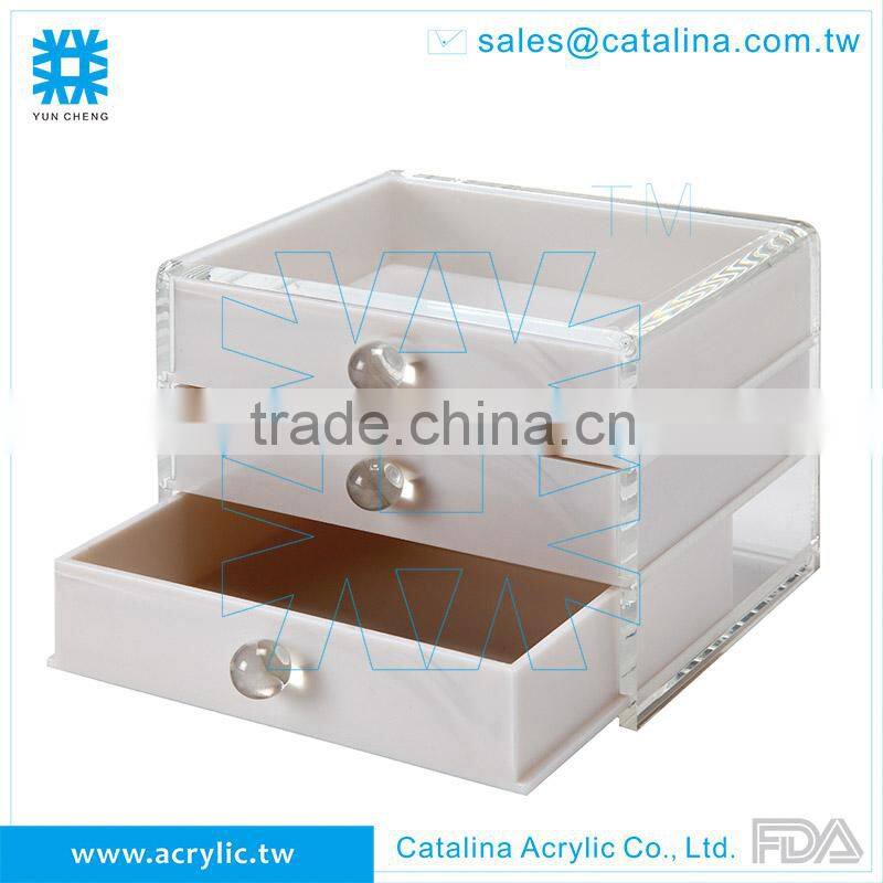 ACRYLIC 3-DRAWER ROUND BEAD KNOB BOX