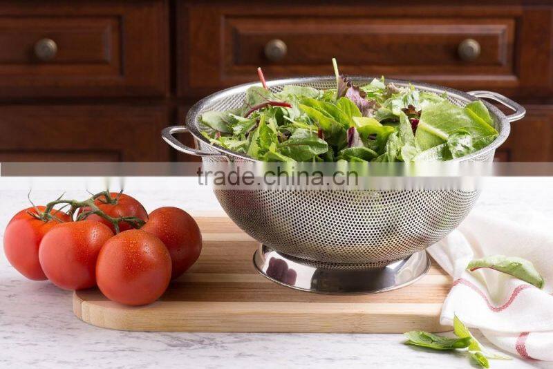 stainless steel rice colander with handle
