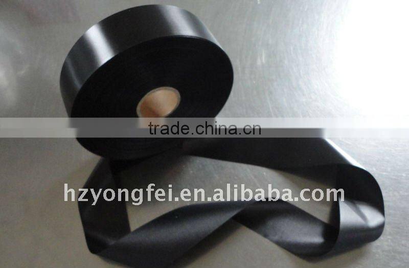 Black polyester satin ribbon/ printed label