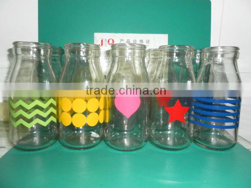 Round hot stamping 210ml milk glass bottle with separate package
