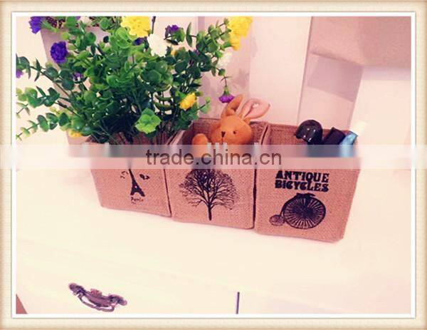 America flag printing jute storage basket