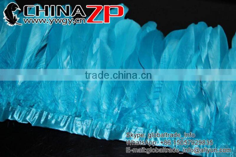 CHINAZP Bulk Sale Top Selling Best Design Dyed Fluffy Turquoise Plumage Goose Satinettes Feathers Trim Trimming