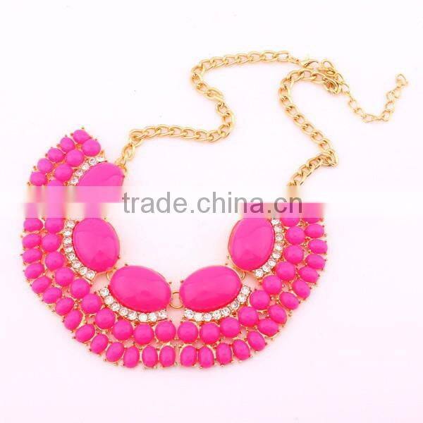 Top Quality Acrylic Multicolor Choker Vintage Pendant Statement Necklace Women Fashion Necklaces for Women 2014