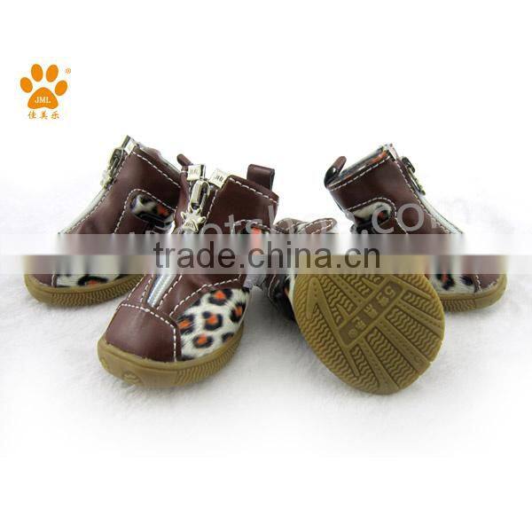 JML brand PU leather cheap spot dog shoes boots for winter warm stylish dog boots