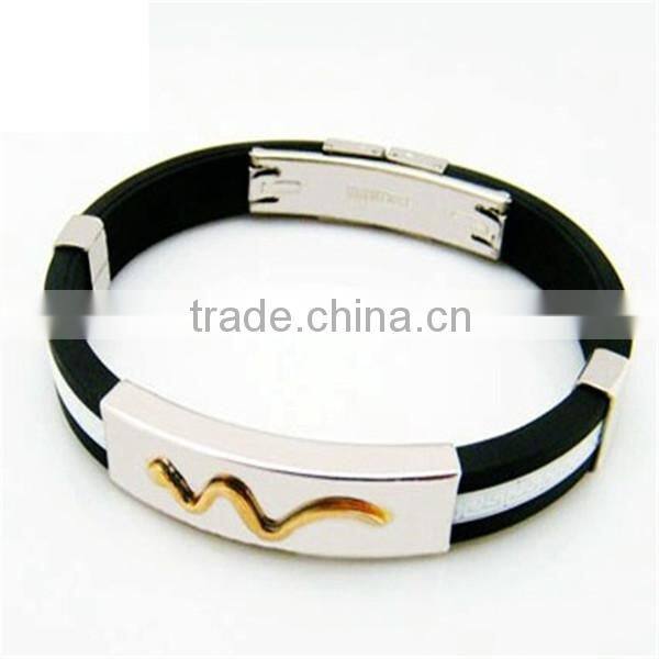 Large stock wholesale price silicon and stainless steel bracelet