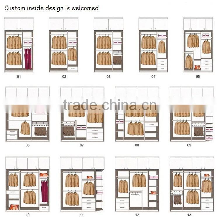 Modern laminate glossy melamine bedroom wardrobe