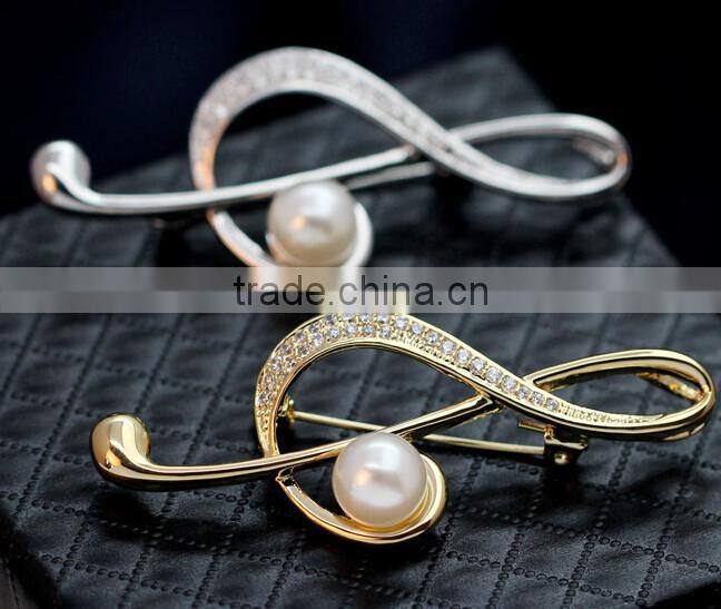Hot selling zircon material music notation scarf pin/brooch