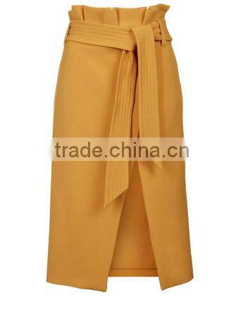 High Waist Split belts designer Straight leg pencil skirts Women Midi Skirts