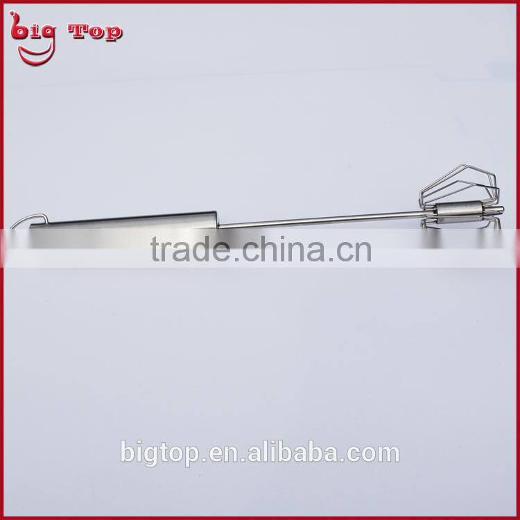 BT0159 14" Whisk with 430 Stainless Steel Handle 14" Stainless Steel Rotary Egg Beater 14" Rotating Egg Beater With Hook