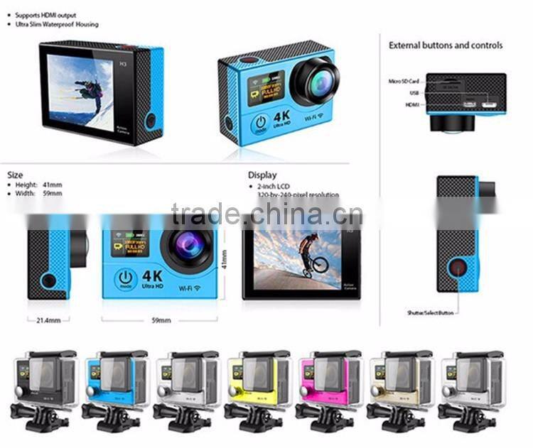 Manufacturer Dual Display WIFI HD 4K WIFI Action Camera H3R