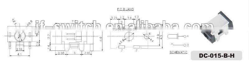 dc jack connector dc-015b-SMD for SMT,mini dc jack connector socket,FEMALE JACK CONNECTOR