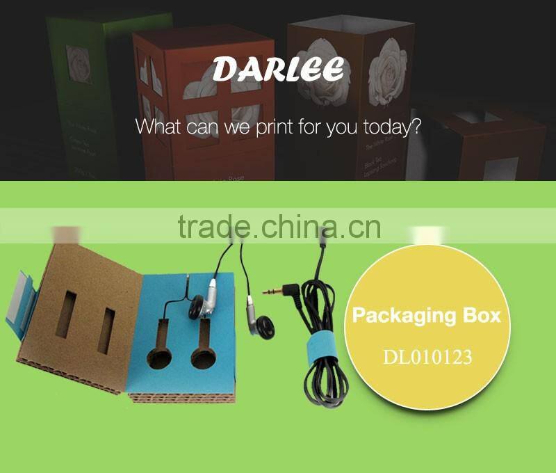 Blue book shaped eco-friendly corrugated carton box for earphone