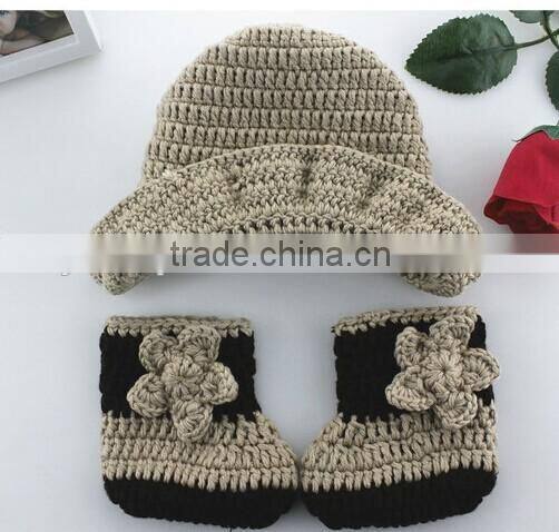Baby photography props wool winter cowboy hat and sets for 0-6 months baby made in china