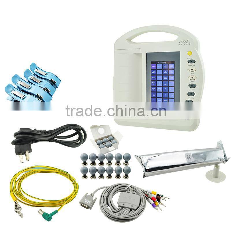 Popular 7 inch color screen 12 Lead 12 Channel Electrocardiograph ECG / EKG Machine with CE