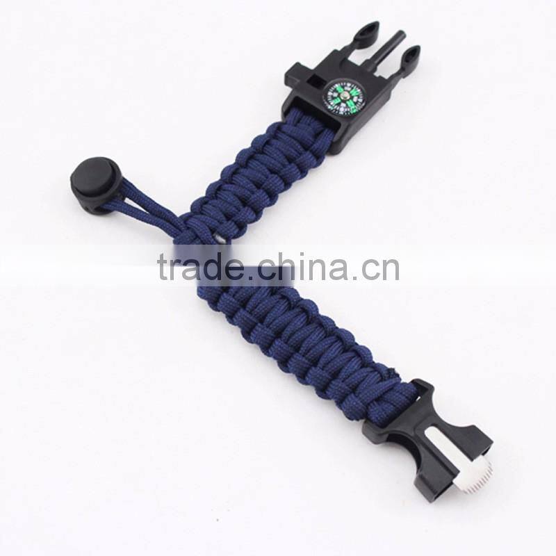 Paracord Survival Bracelet with a 350LB Parachute Cord, Fire Starter, Embedded Compass, Flint, Emergency Knife & Whistle