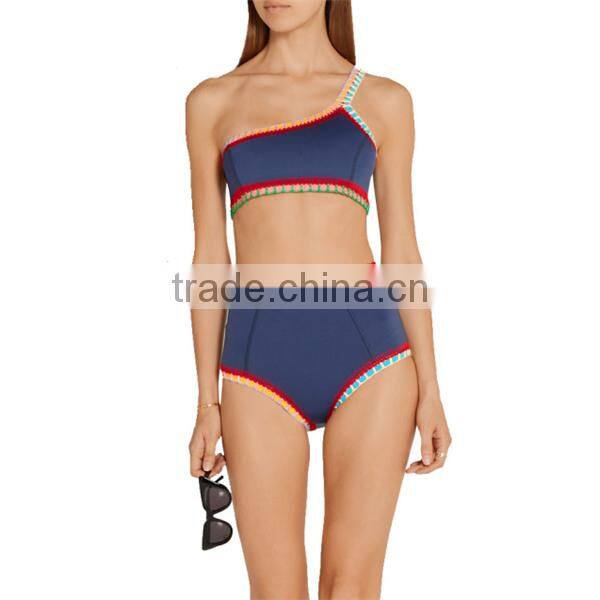 2016 xxx hot sex bikini one shoulder handmade crochet high waist bikini