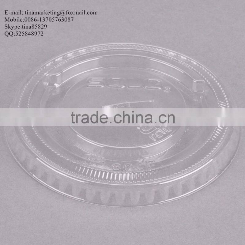 9-10 oz. Clear Flat PS Plastic Lid with Straw Slot for Cold Drink Cup China Manufactory Price