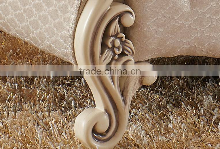 Graceful solid wood hand carving matching fabric bed bench