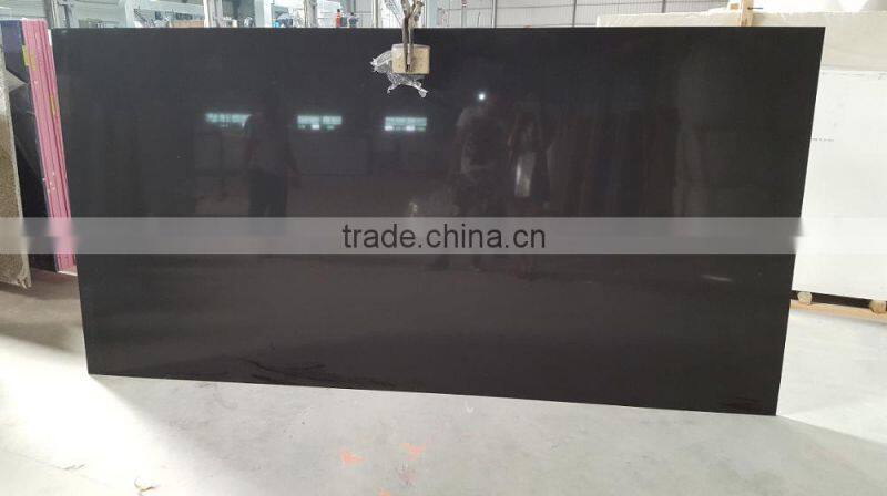 Artificial pure black quartz stone countertop