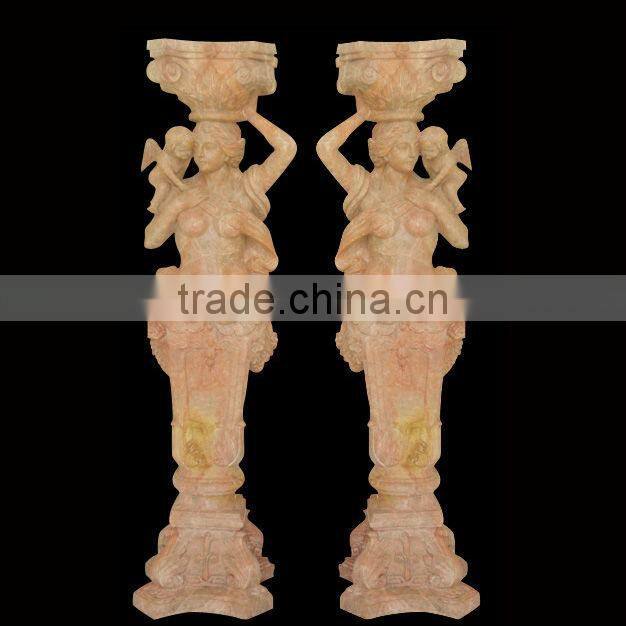 Sunset Red Marble Statue Carving Column