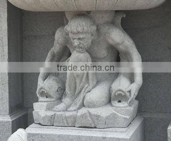 Russian style granite wall fountain with figure statue