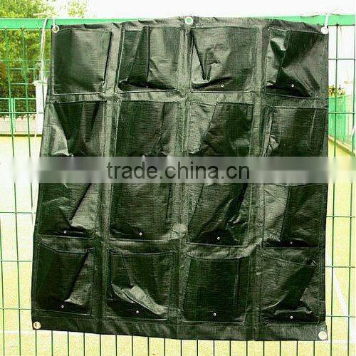 Green Vertical Living Home ,16 Pockets Garden Hanging Wall Planter Pots Grow Container Bags