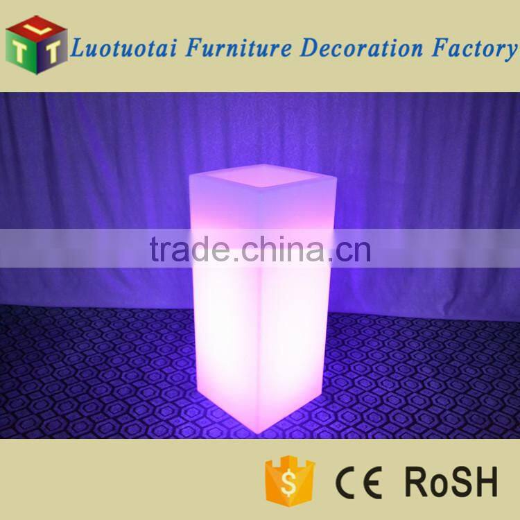 45*45*110cm square tall PE plastic outdoor LED light up flower pot for garden decor