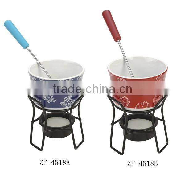 ceramic mini chocolate fondue set