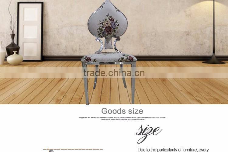High grade stainless steel heart design dining chair