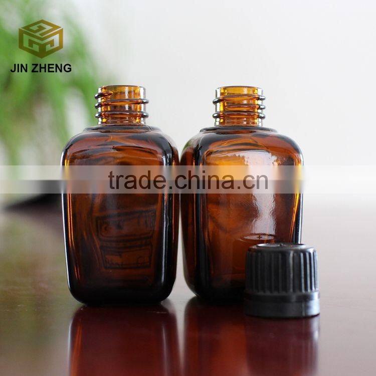 30ml 40ml 50ml amber square essential oil glass bottle with pump dropper