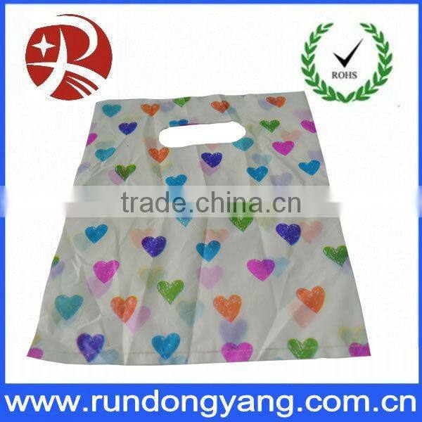 LDPE customized white plastic die cut shopping bag