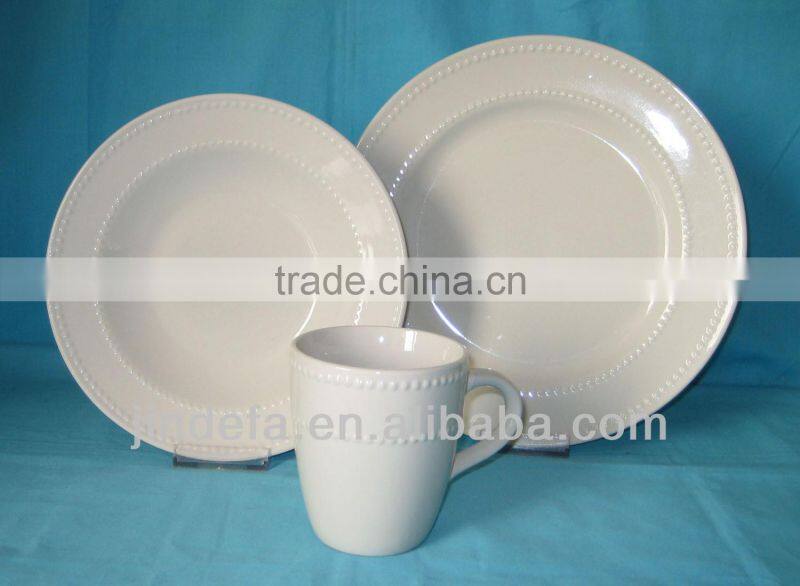 embossed white porcelain dinner set