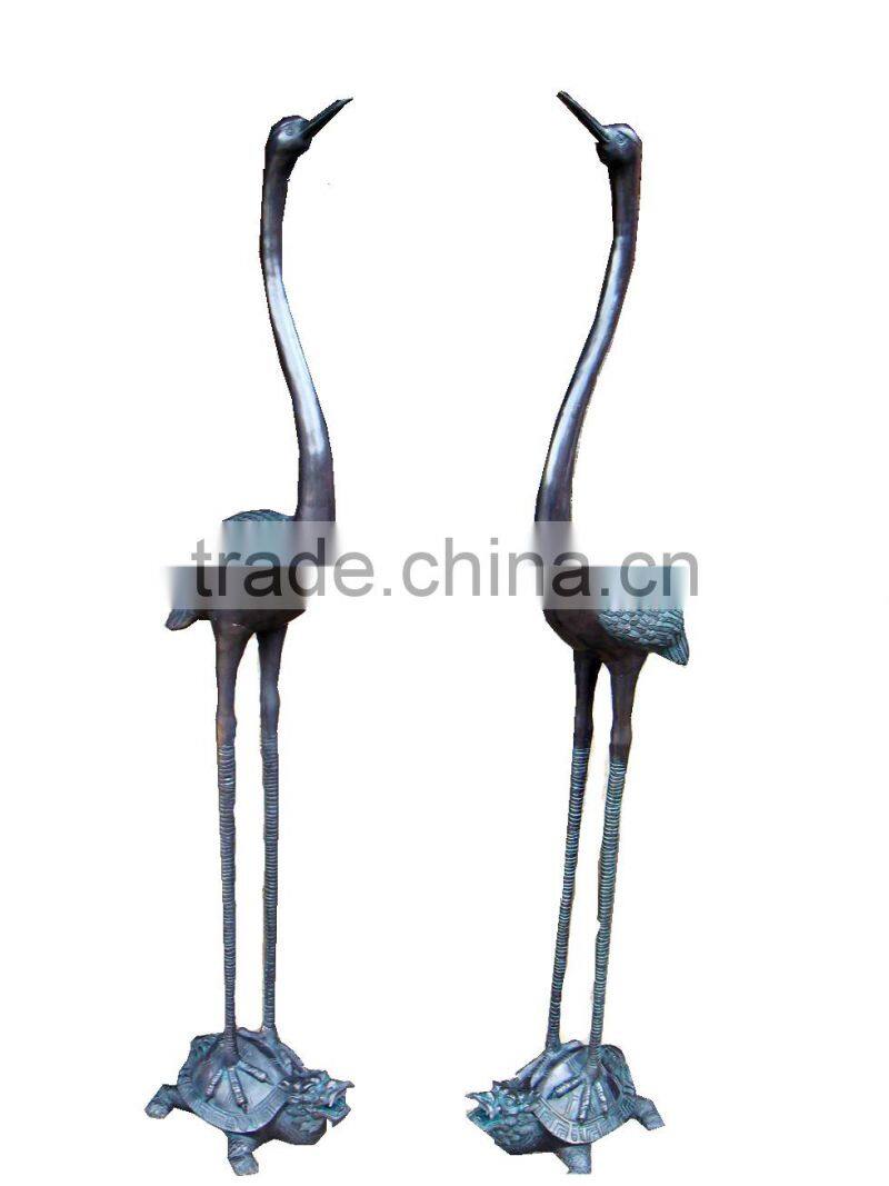 casting bronze crane sculpture 1m high 1.2meters high customized bronze sculpture