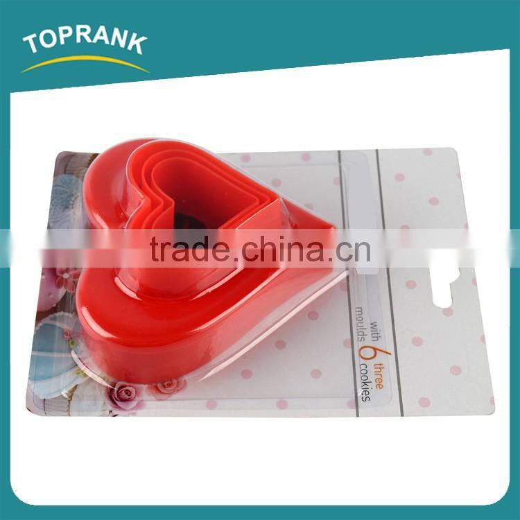 Toprank Custom 3D Cookie Tools 3pcs Heart Shaped Cookies Baking Mould Mini Sandwich Cutter Plastic Biscuit Cutter Cookie Cutter