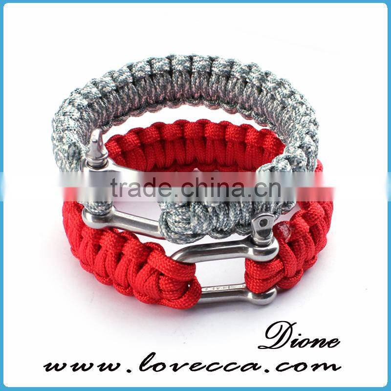 Outdoor hiking American Flag Metal Tag Shackle Buckle Survival Paracord Bracelet