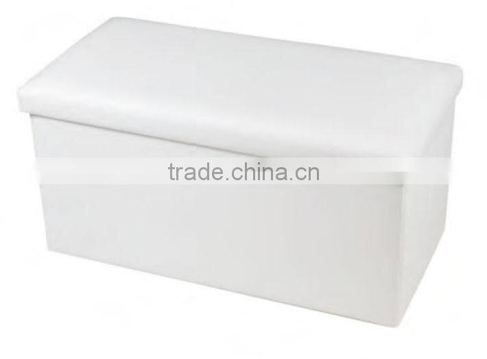 Best Selling White Faux Leather Foldable Easy Assembly Storage Ottoman