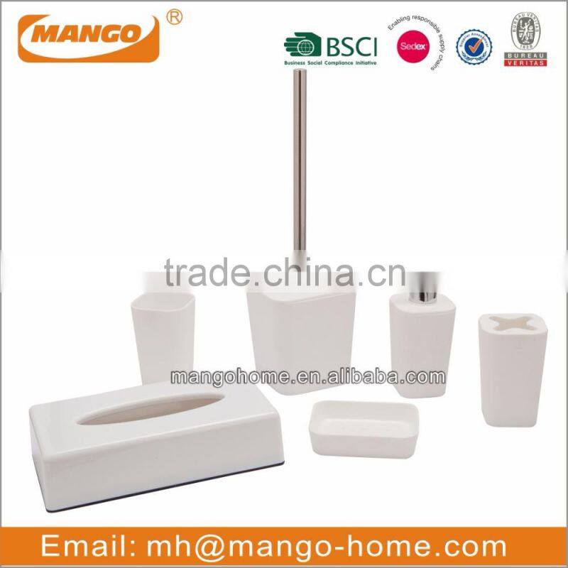6pcs Modern White Plastic Bathroom Set