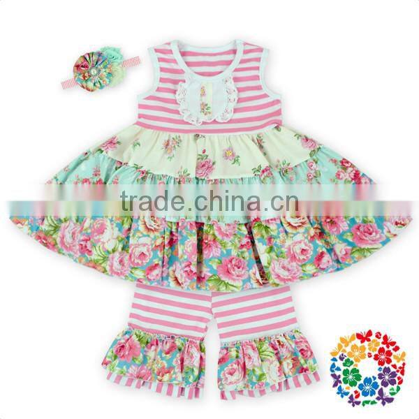 handmade 18 inch doll outfit summer floral ruffle top ruffle short pants clothing set for dolls