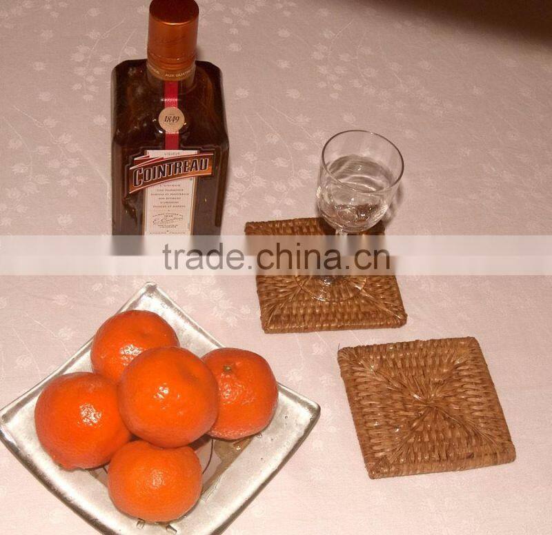 Square Rattan Coasters with Holder / rattan coasters rattan platemat
