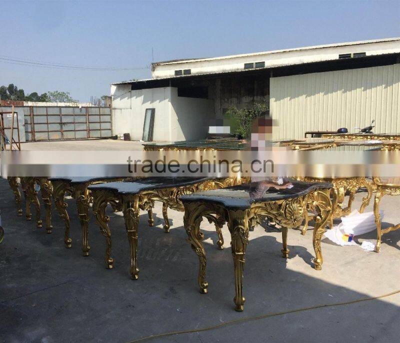 Baroque Style Living Room Furniture Console Desk With Marble Top