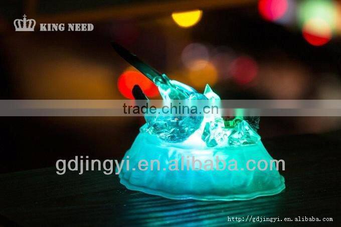 buautiful acrylic table decoration with LED for hummingbird