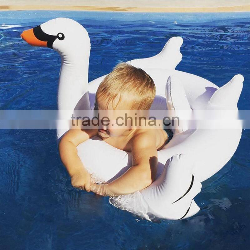 2017 hot selling inflatable swan baby pool float outdoor swim ring and raft water party toys for kids