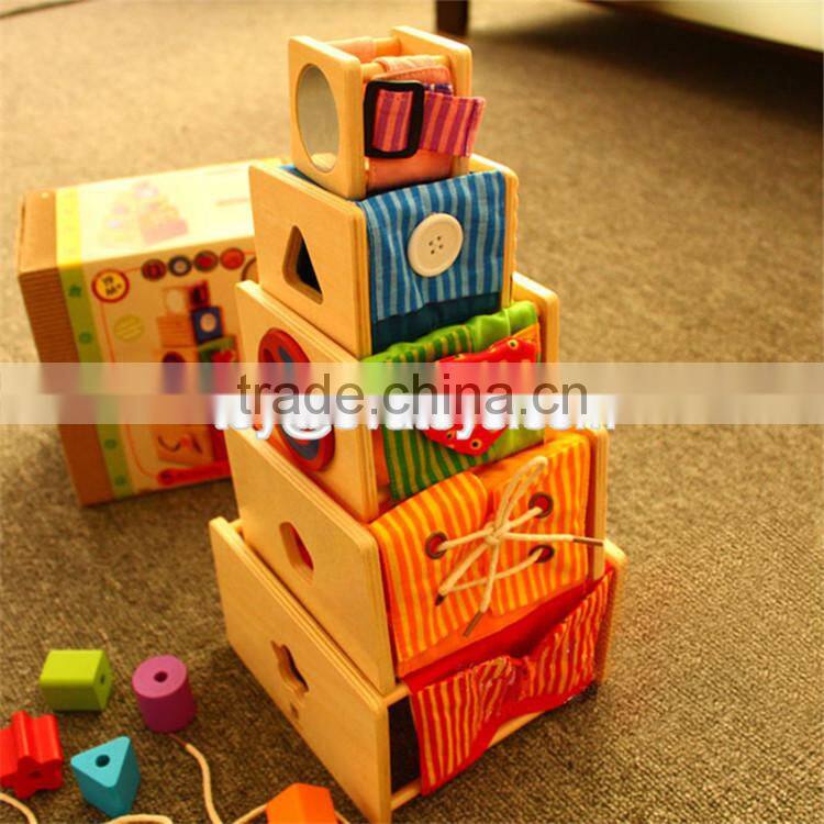 Creative intelligent baby wooden stacking cups W13D079