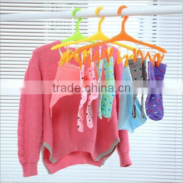 Lot Of 15 White & Blue & Yellow Plastic Tubular Childrens Clothes Hangers