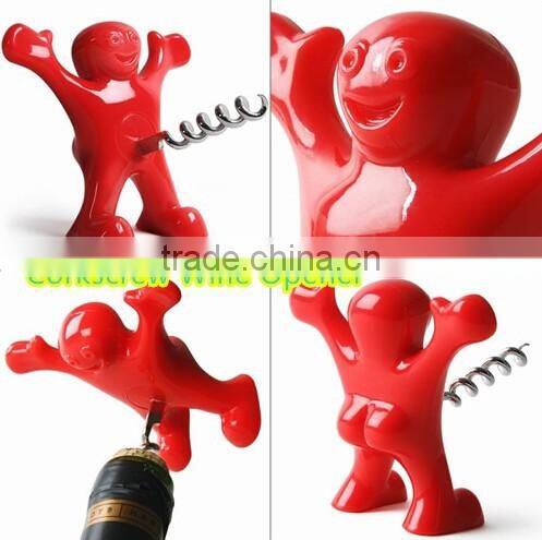 Newest Funny Happy Man Guy Wine Stopper Opener Bottle Opener Set Promotion